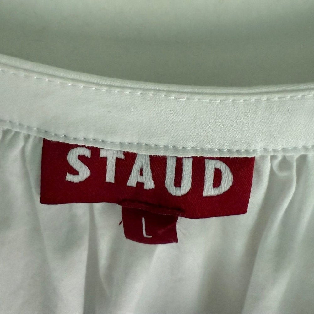 STAUD Vincent white button down maxi dress